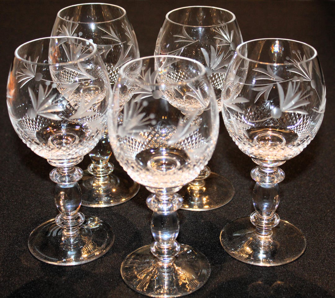 Image result for Elegant High End Crystal Set of Five Crystal Wine Goblets - Etsy