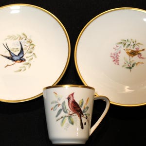 Hutschenreuther Bavaria Audubon Cup and Saucer & 2 Bread Plates