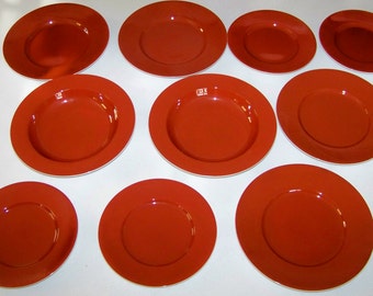 Dansk Damask Red Dinnerware Set Of Ten Pieces