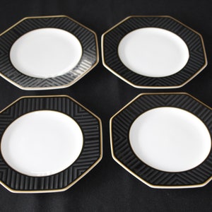 Villeroy & Boch Heinrich Black Pearl Set Of Four Bone China Salad Plates
