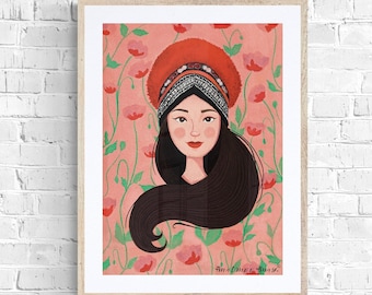 Hmong Sayaboury Girl - Kunst aan de Muur - Instant Download - Hmong Art