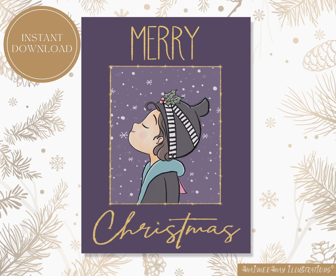Hmong Christmas Card Purple Holly Digital Download Instant Download by