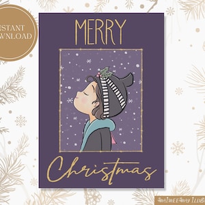 Hmong Christmas Card Purple Holly Digital Download Instant Download by Maimee May Illustrations
