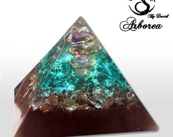 Authentic Big Orgone Pyramid HandMade Amethyst blue reiki infused healing crystal ArboreaCrystals