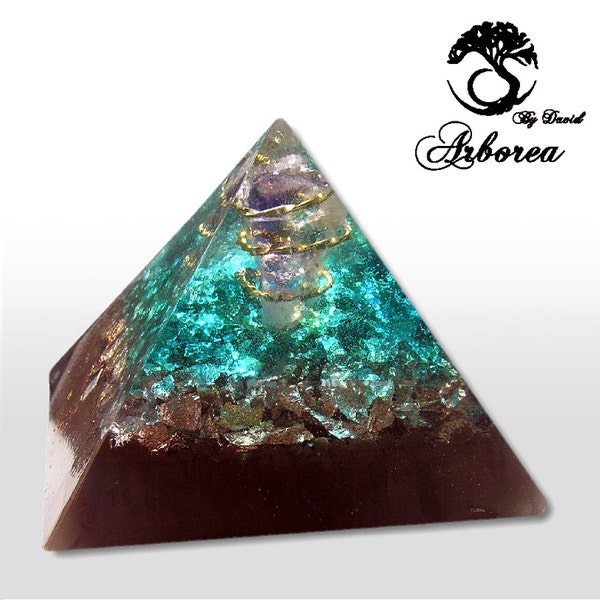 Authentic Big Orgone Pyramid HandMade Amethyst blue reiki infused healing crystal ArboreaCrystals