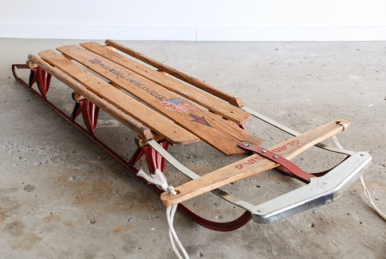 Vintage wooden sled snow sled runner sled Gladding American Etsy