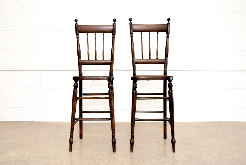 Antique Victorian Chairs Pair Of Tall Early 1900s Image 0