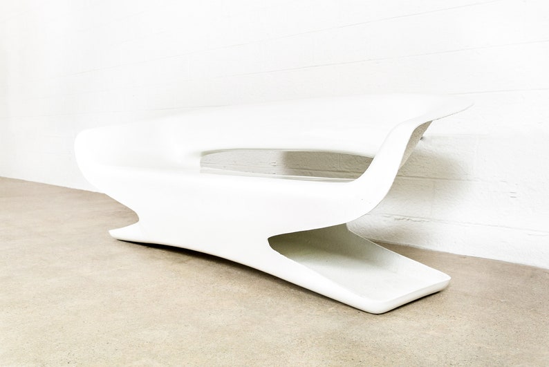 Stunning Mid Century Modern Sculptural White Molded Fiberglass Couch Mid Century Sofa