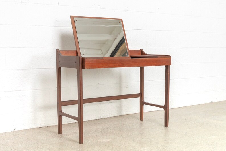 Mid Century Vanity Table Desk Danish Modern Teak Image 0