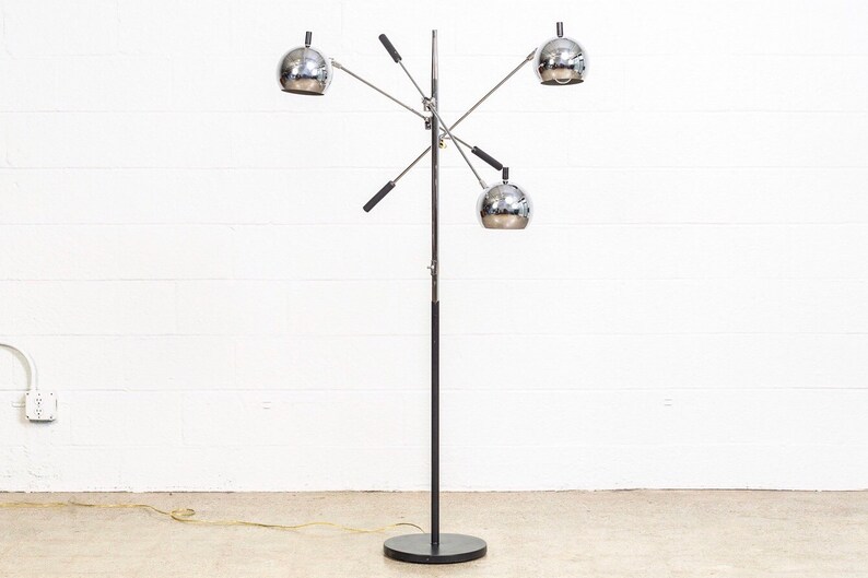 Mid Century Floor Lamp Vintage Modern Robert Sonneman Attr Triennale 3 Orb