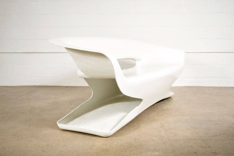 Stunning Mid Century Modern Sculptural White Molded Fiberglass Couch Mid Century Sofa