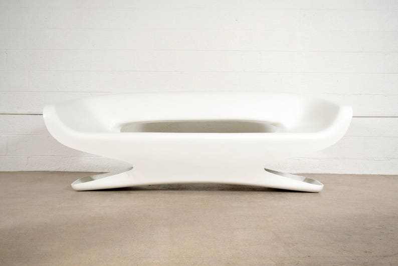 Stunning Mid Century Modern Sculptural White Molded Fiberglass Couch Mid Century Sofa