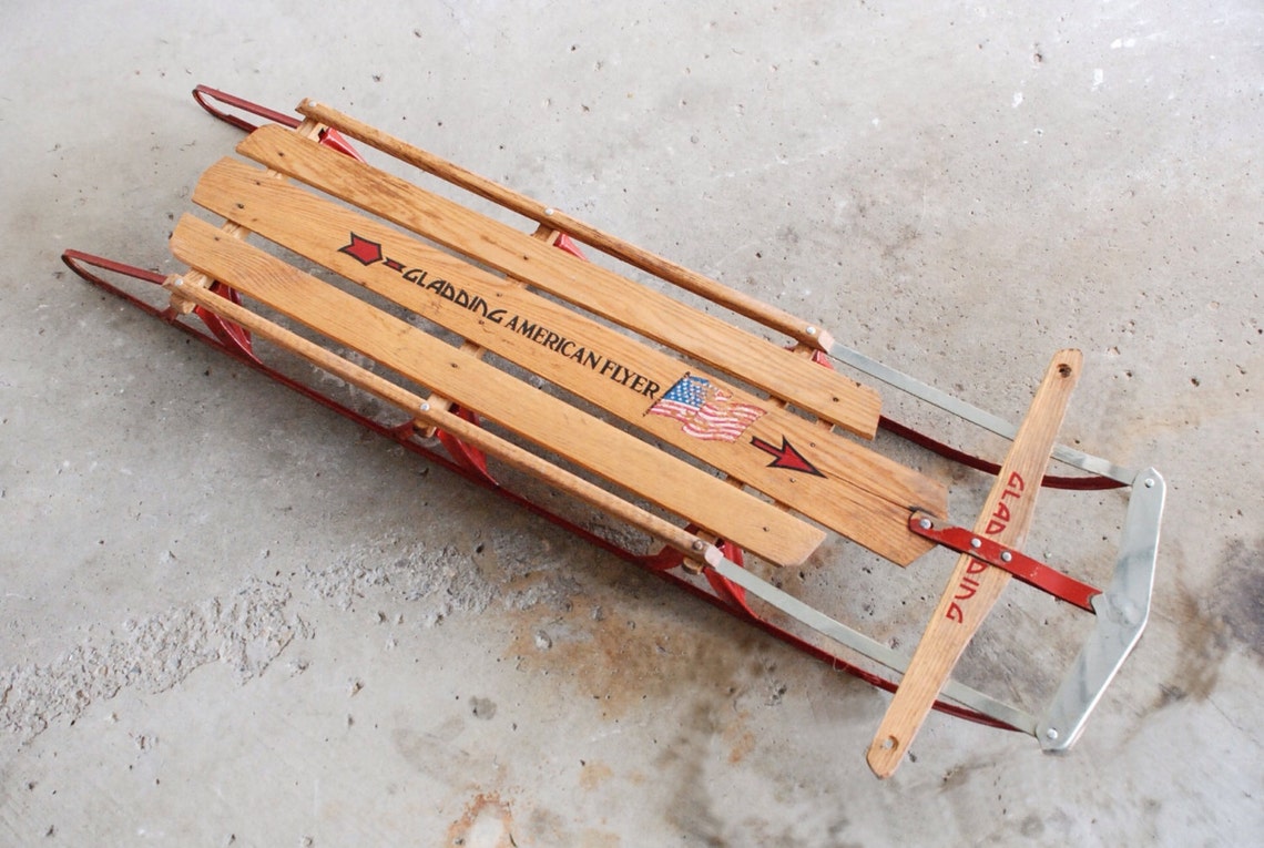 Vintage wooden sled snow sled runner sled Gladding American Etsy