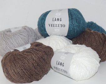 60,-/1kg SALE + VELLUTO von Lang Yarns - 5 Farben, 50g=105m, kuschlig weiches Garn, perfekt für Kinder und Babymode, Häkeln und Stricken