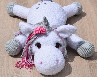 CROCHET INSTRUCTIONS + STELLA + fluffy XXL cuddly unicorn, plush toy, giant unicorn, instructions in German