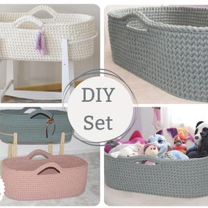 Bobbiny Korb als Rebornbaby Wiege • Handgefertigter Aufbewahrungskorb • Baby Deko • Boho Stil • Vielseitig & stabil