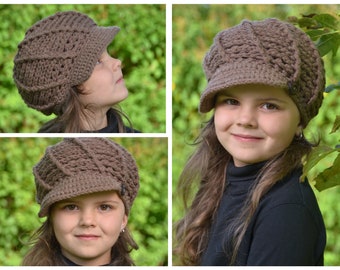 CROCHET INSTRUCTIONS + WHILE WIND + Newsboy hat crochet newsgirl hat, cap, roof hat, peaked cap, instructions in German
