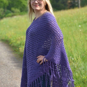 LILAC DREAM Poncho in Wunschgröße und Wunschfarbe, oversize und bequem, Damenponcho, Häkelmode, Häkelponcho, Umhang Bild 2