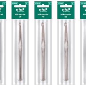 Metal crochet hook 5.0 mm - 10.0 mm, with guide surface, particularly stable and durable, made of aluminum, crochet hooks,