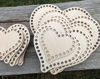 HEART 2 wooden floors + MOTHER'S DAY + in 6 sizes, crochet basket, base for basket, wooden board, plywood, crochet, floor, handicrafts,