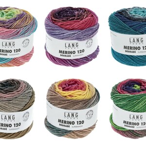 MERINO 120 DÉGRADÉ by Lang Yarns - all colors, 50g=120 m, superwash finish and mulesing free, color gradient