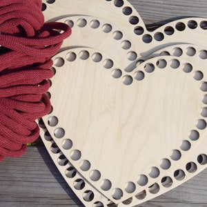 HERZ wooden base in 3 sizes for crochet baskets with Bobbiny Jumbo yarn, extra large holes, base plate, plywood, crochet, base, handicrafts