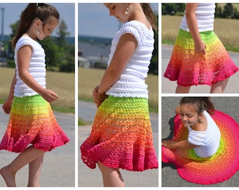 CROCHET INSTRUCTIONS + JOSY + crochet a summer skirt from a bobble from size 74 toddler - 56 women, instructions in German