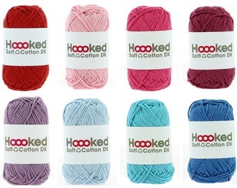 25,- / 1kg + HOOOKED Soft Cotton, in allen Farben, 50g = 85m, zum Häkeln und Stricken perfekt für Kleidung und Amigurumis, 100% recycelt