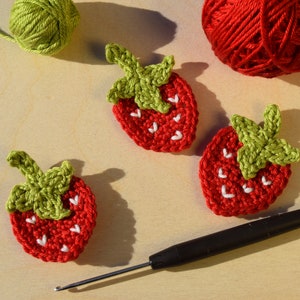 CROCHET INSTRUCTIONS STRAWBERRY appliqué, crochet appliqué, scatter decoration, decoration for autumn, instructions in German image 4