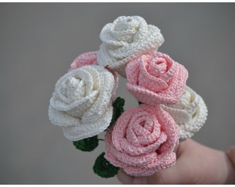 CROCHET INSTRUCTIONS + ROSE + crochet instructions, crocheted rose, wedding gift, Mother's Day, gift, decoration, instructions in German
