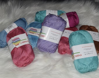 CARINA uni und color + von G-B alle Farben, 50g=125m, 100% Baumwolle, mercerisiert, gasiert, Baumwollgarn Öko Tex Standard