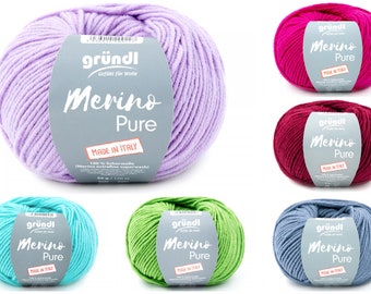 110,- /1kg + MERINO PURE von Gründl, 50g=120m, 100% Schurwolle, (Merino extrafine superwash), Öko-Tex-zertifiziert,  Häkeln und Stricken