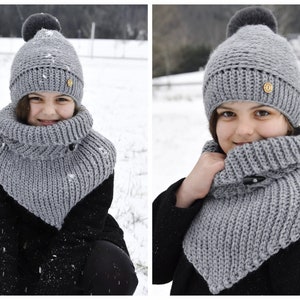 HÄKELANLEITUNG Set  + JÖRDIS + Bommelmütze und Halstuch in allen Größen Stricklook Mütze Tuch Stola Halstuch Anleitung in deutscher Sprache