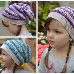 CROCHET PATTERN + SOPHIA + Summer beanie slounchy beanie hat crochet from size 38-60 cm head circumference instructions in German