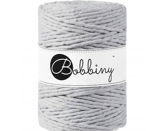 19,54 /1kg + BOBBINY - LIGHT GREY + Macrame yarn 5 mm - 100 m twisted, knotting in boho look Oeko-Tex Standard