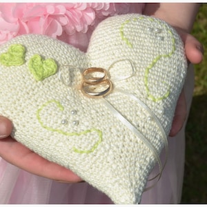 CROCHET PATTERN + WEDDING + Ring pillow crocheted wedding wedding gift heart pillow wedding pillow instructions in German