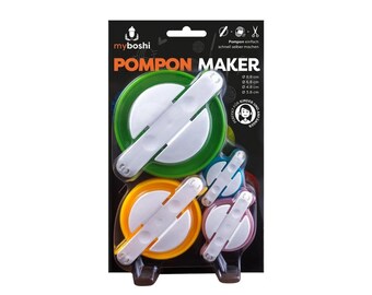 myboshi Pompon Maker Set met 4 maten: 3,8 cm, 4,8 cm, 6,8 cm en 8,8 cm, pomponsjablonen in een set van duurzaam plastic, inclusief instructies