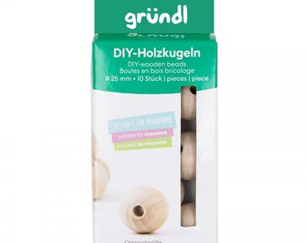 Holz Perlen, 10 Kugeln je Packung Größe, 25 mm im Durchmesser