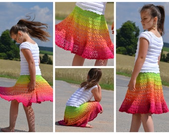 CROCHET INSTRUCTIONS + JOSY + crochet a summer skirt from a bobble from size 74 toddler - 56 women, also different yarn, e-book in German