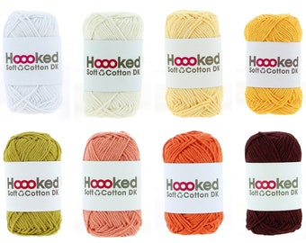 25,- / 1kg + HOOOKED Soft Cotton, in allen Farben, 50g = 85m, zum Häkeln und Stricken perfekt für Kleidung und Amigurumis, 100% recycelt