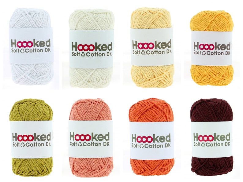 25, / 1kg HOOOKED Soft Cotton, in all colors, 50g 85 m, for crocheting and knitting perfect for clothes and amigurumis, 100% recycled image 1