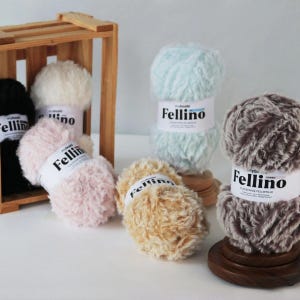 FELLINO myboshi zacht imitatiebontgaren, 100% veganistisch, superzacht, Ökotex Standard 100, imitatiebont voor breien en haken