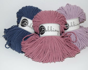 35,60 /1kg + BOBBINY + JUNIOR, in desired color, 3 mm diameter, 100 m LL = 250g, braided cord with polyamide core, crochet, macrame