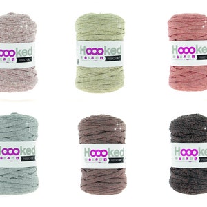 HOOOKED RibbonXL Lurex Colors, in Wunschfarbe 250g = 85m, zum Häkeln und Stricken,  für Taschen/Wohnaccessiores, 100% recycelt