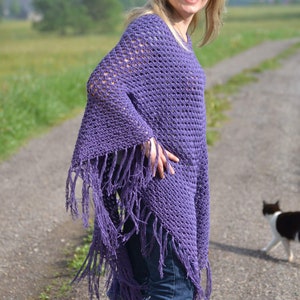 LILAC DREAM Poncho in Wunschgröße und Wunschfarbe, oversize und bequem, Damenponcho, Häkelmode, Häkelponcho, Umhang Bild 3