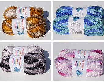 39,- / 1kg + MILANA BATIK + from G-B all colors, 50g=130 m, 100% cotton3, mercerized, gassed, cotton yarn for crocheting and knitting