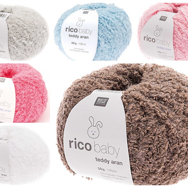 63,8 / 1kg + BABY TEDDY ARAN de Rico Design, 50g=135 m, en mélange polyester-polyamide, crochet et tricot, fil de fourrure pour amigurumi, vêtements