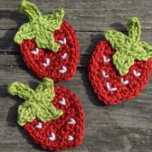 CROCHET INSTRUCTIONS STRAWBERRY appliqué, crochet appliqué, scatter decoration, decoration for autumn, instructions in German image 1