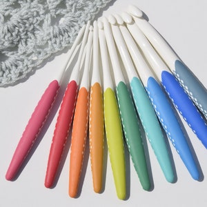 Aguja de crochet Prym Ergonomics, todos los tamaños, mango ergonómico para un manejo sin fatiga, aguja de crochet, de 3,0 mm a 15,0 mm