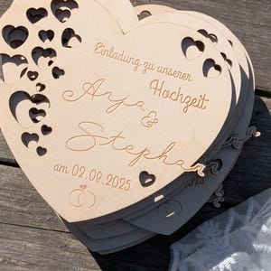 Faire-part de mariage personnalisable en bois découpé au laser l'invitation spéciale pour la rentrée scolaire, la consécration des jeunes, l'anniversaire, la confirmation, le baptême